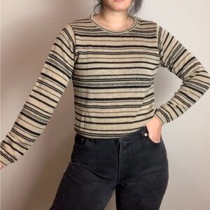 Vintage Striped Sweater by LizSport Cropped Sweater Size Small